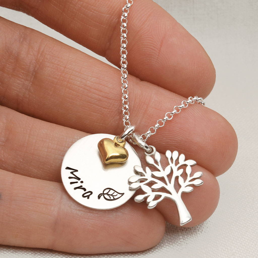 Kette für Mädchen mit Baum Silber Gold Kommunion Konfirmation