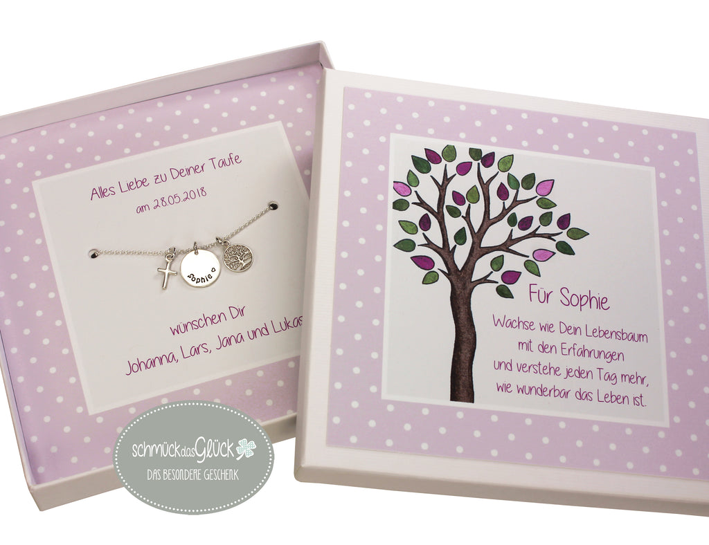 personalisierte Kette für Kinder Halskette Mädchen Taufschmuck Geschenk zur Taufe Kommunion Echtsilber mit Geschenkbox