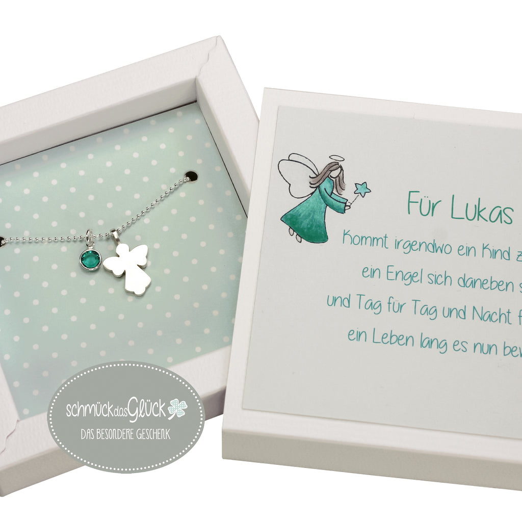 Kette mit Schutzengel Geschenk für Kinder zur Taufe Geburt Kommunion Konfirmation Taufschmuck