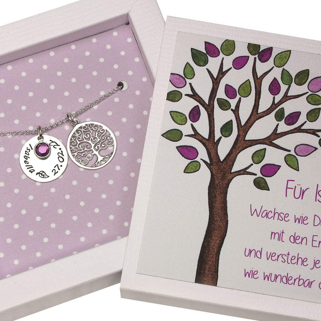 Taufkette oder Kommunionskette für Mädchen in Silber mit Lebensbaum